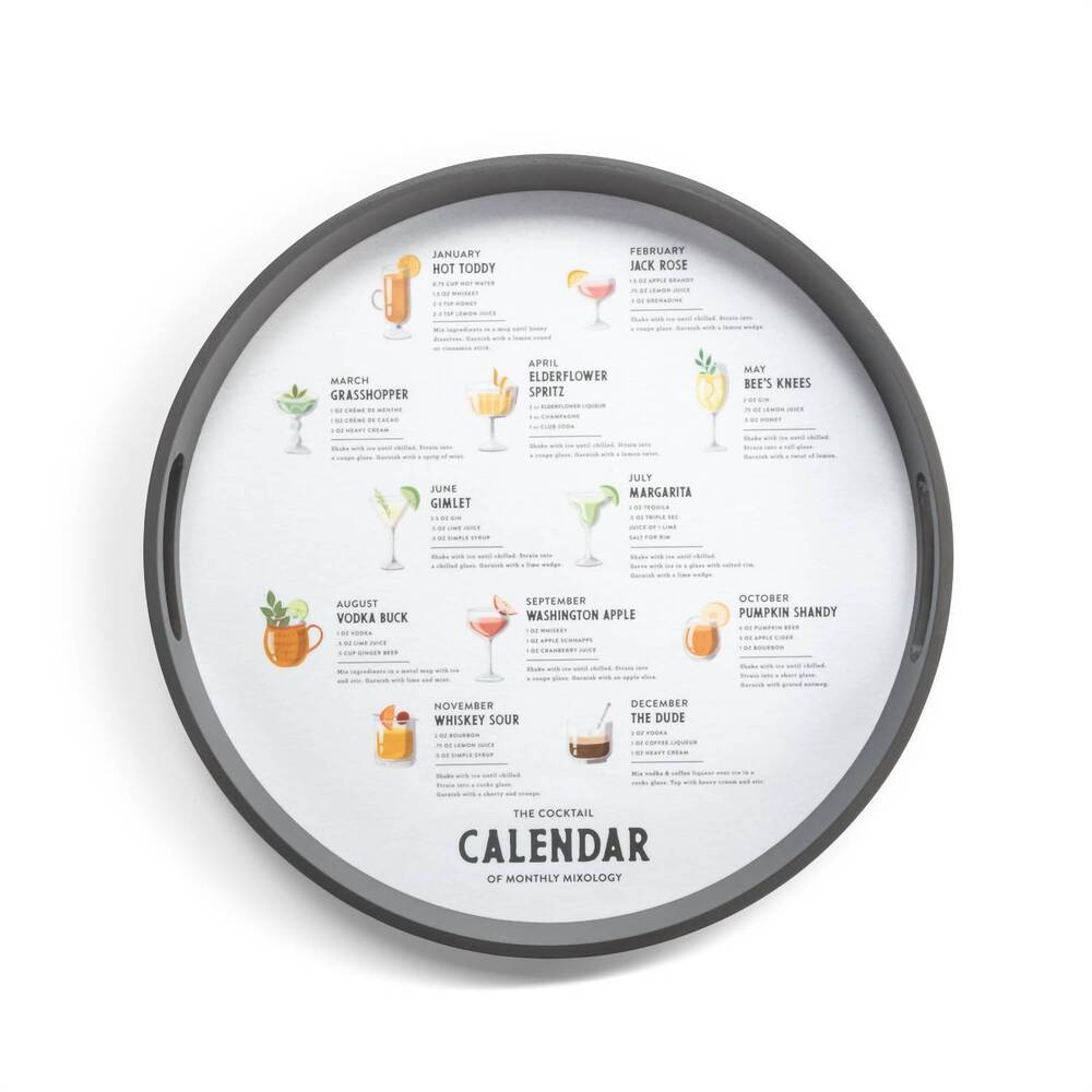 NEW DEMDACO cocktail calendar serving tray in gray